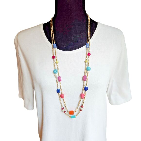 Chicos Two Strand Multi Color Necklace NWT - Picture 3 of 7